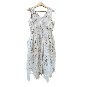 Dress The Population Audrey Fit & Flare Lace Midi Gown Bridal Cocktail Size M